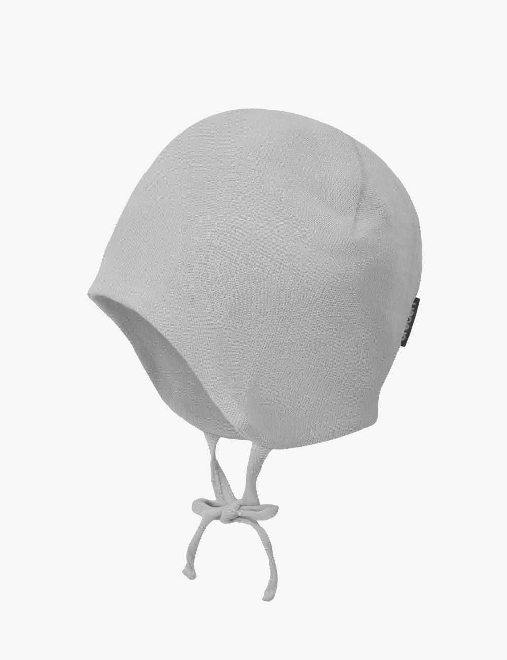 Double-layered merino wool and silk newborn baby hat with practical tie strings — view 2