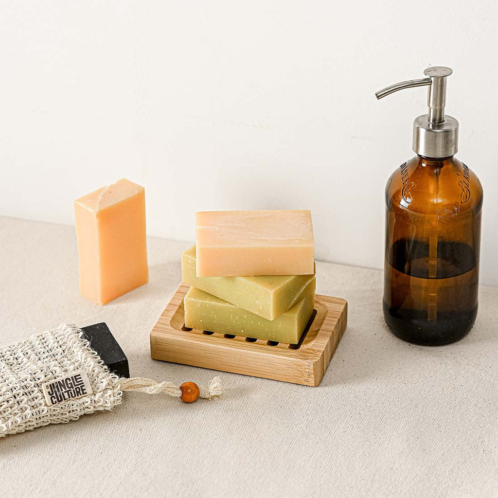 Natural wooden soap dish with horizontal drainage slots and non slip base for bathroom sinks — view 4