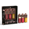 Pursonic nourishing lip oil set of three tinted gloss tubes in elegant presentation packaging