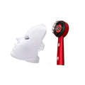 LED facial therapy mask and scalp treatment brush set, white silicone mask and red brush