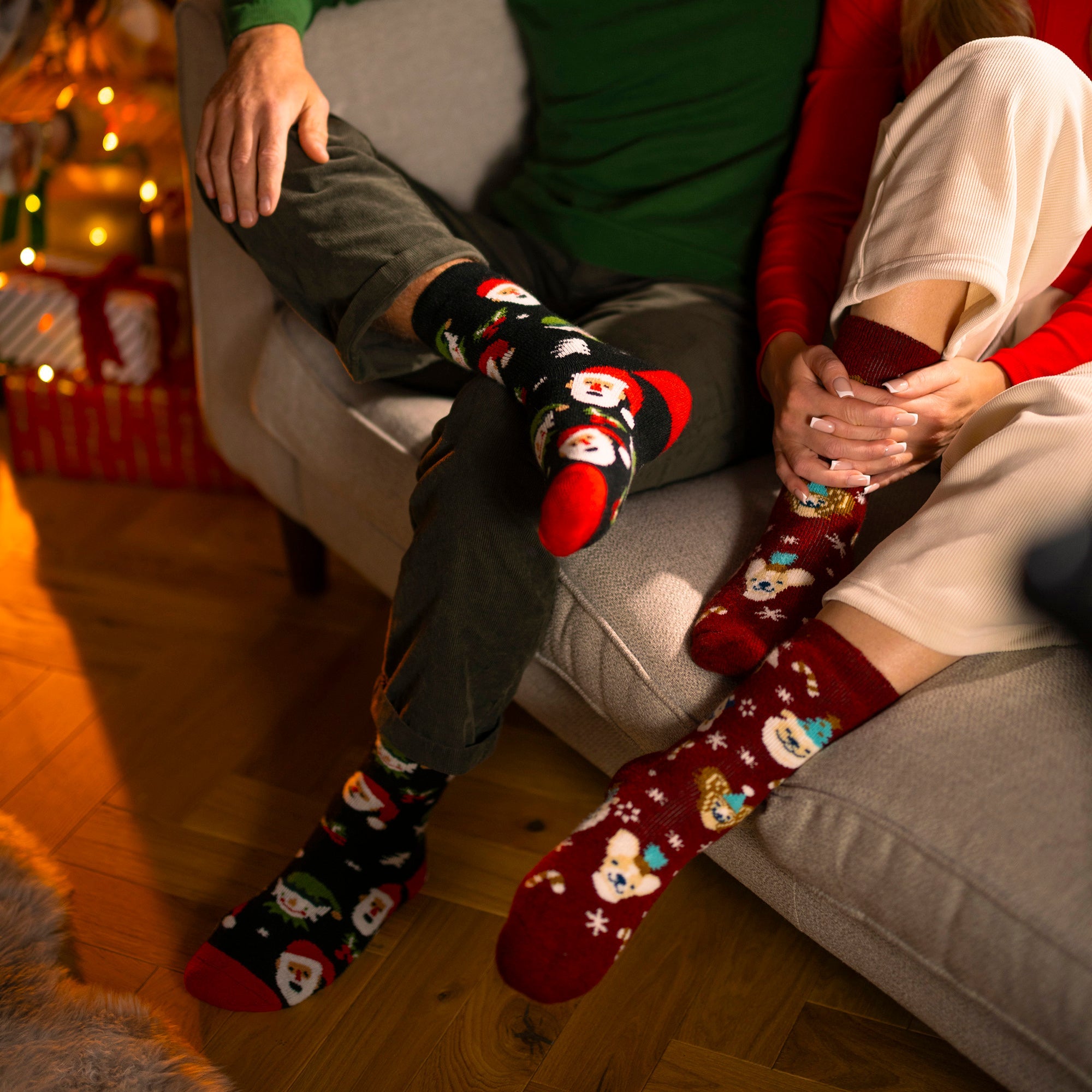 Men's thermal lite Christmas novelty socks featuring festive winter knit patterns in a breathable cozy fabric — view 4