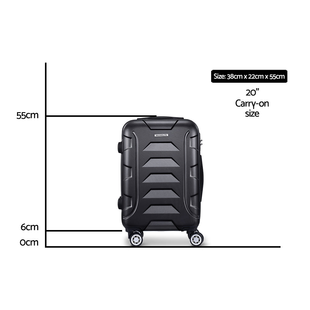 Wanderlite 20-inch black carry-on luggage with hard shell, spinner wheels, and retractable aluminium handle — view 2