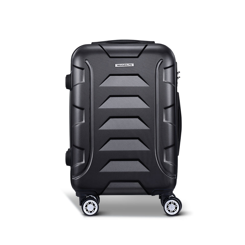 Wanderlite 20-inch black carry-on luggage with hard shell, spinner wheels, and retractable aluminium handle — view 3