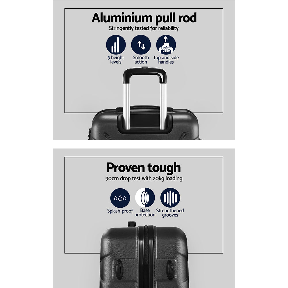 Wanderlite 20-inch black carry-on luggage with hard shell, spinner wheels, and retractable aluminium handle — view 4