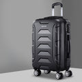 Wanderlite 20-inch black carry-on luggage with hard shell, spinner wheels, and retractable aluminium handle