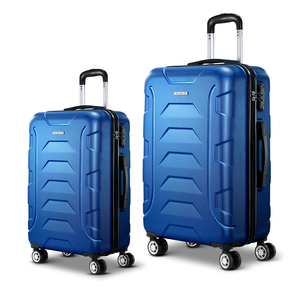 Blue Wanderlite two piece hard shell travel luggage set with spinner wheels and pull handle — view 3