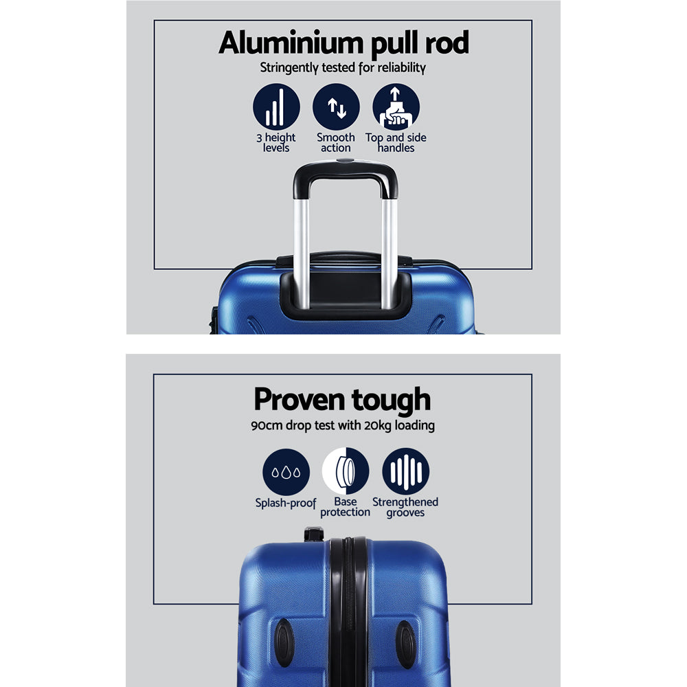 Blue Wanderlite two piece hard shell travel luggage set with spinner wheels and pull handle — view 4