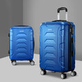 Blue Wanderlite two piece hard shell travel luggage set with spinner wheels and pull handle