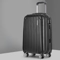Black 20-inch hard shell carry-on suitcase with retractable handle and 360-degree spinner wheels
