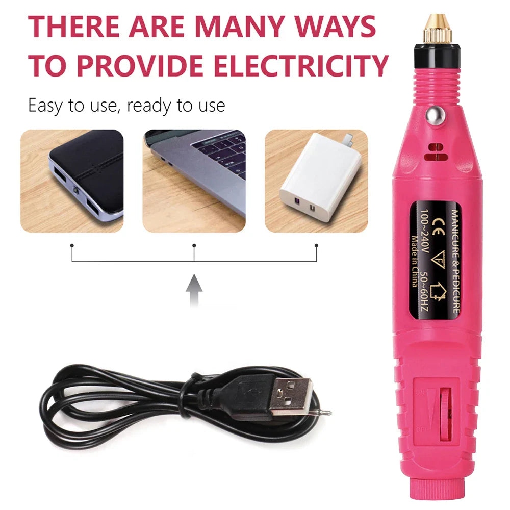 LULAA electric nail drill machine set with interchangeable bit accessories for professional manicure and pedicure care — view 3