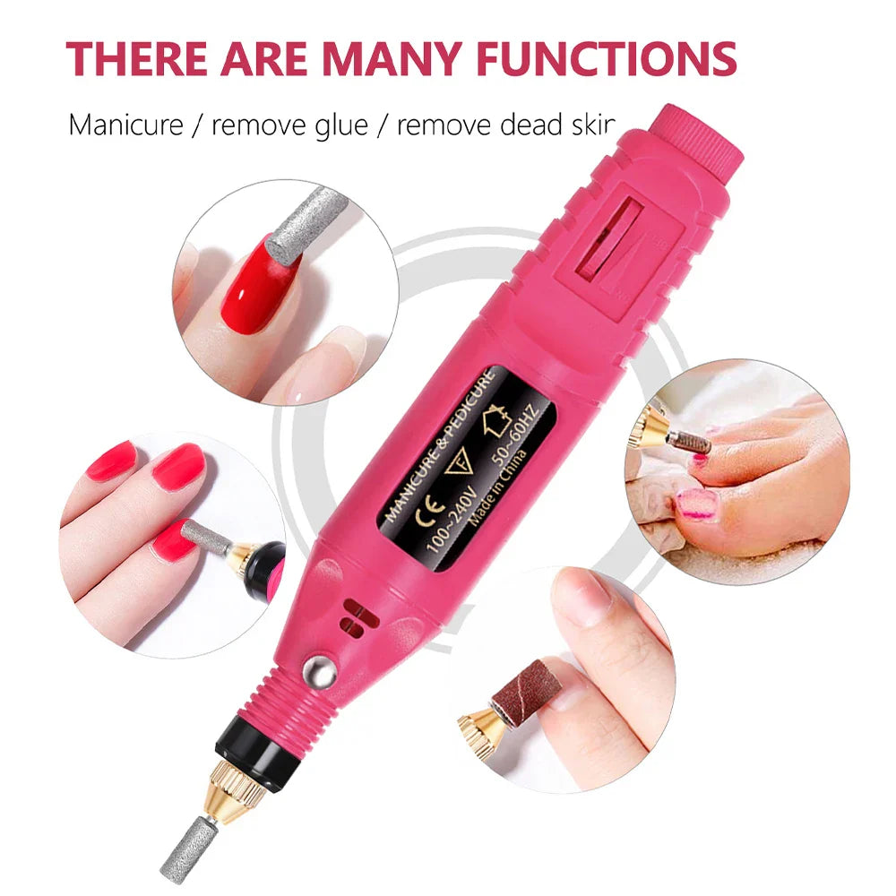 LULAA electric nail drill machine set with interchangeable bit accessories for professional manicure and pedicure care — view 4