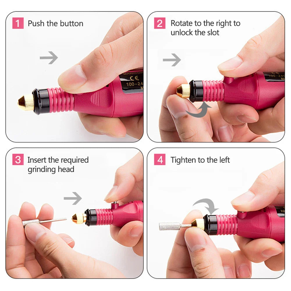 LULAA electric nail drill machine set with interchangeable bit accessories for professional manicure and pedicure care — view 5
