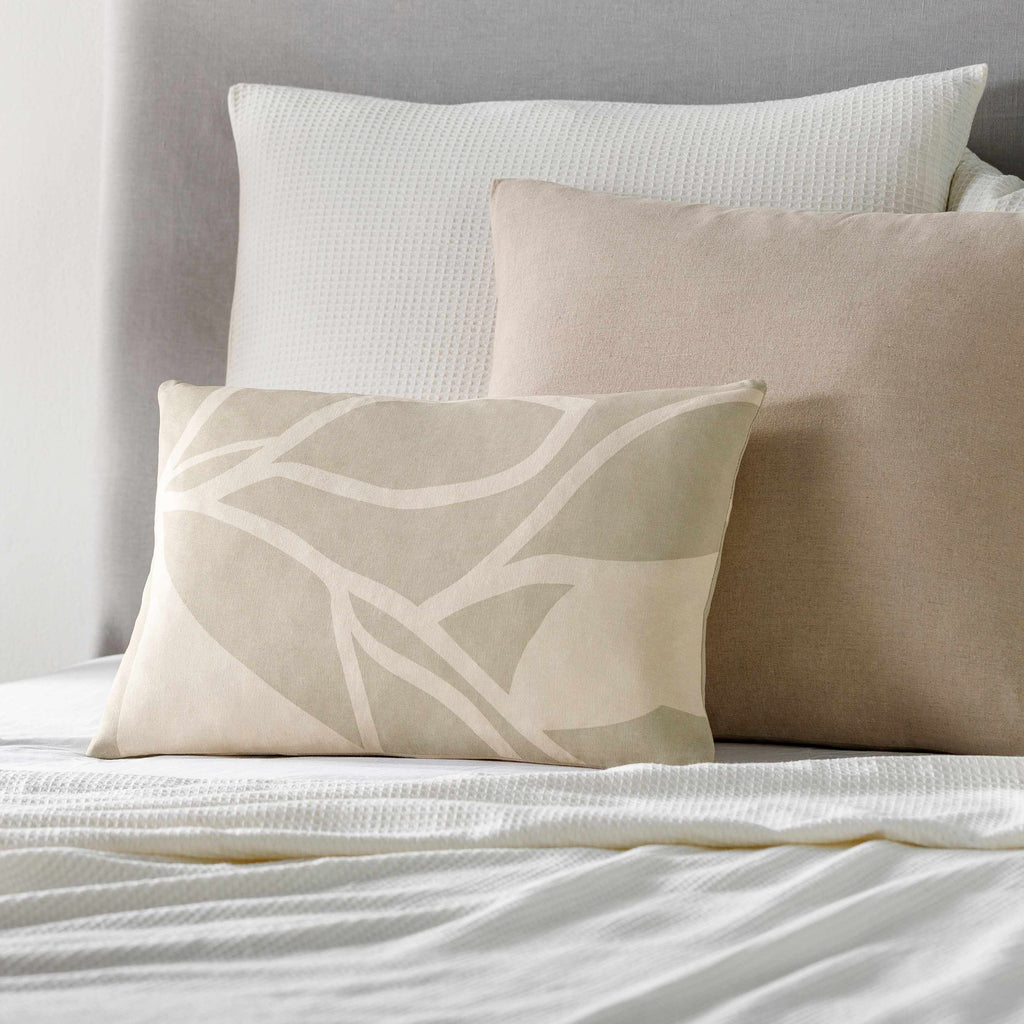 Contemporary woven throw pillow in tan and beige natural cotton for modern living room decor. — view 5