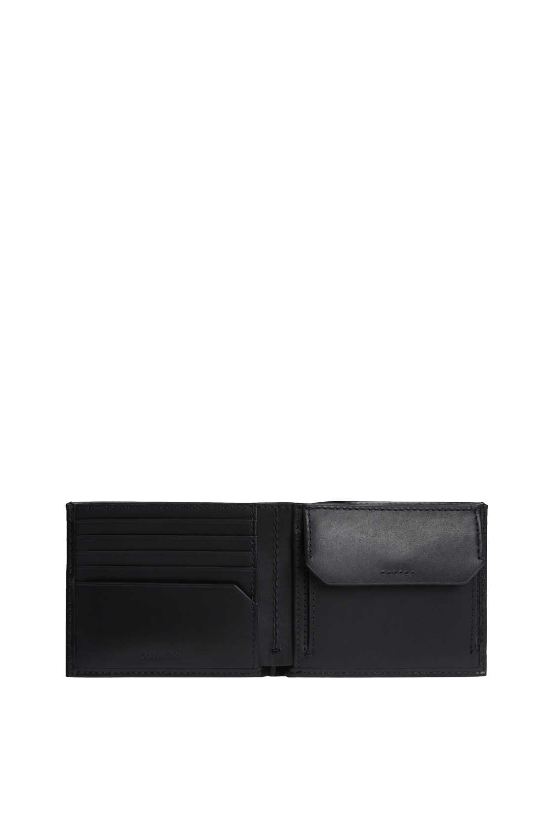 Men's RFID leather wallet in smooth black with embossed logo and multiple card slots — view 2