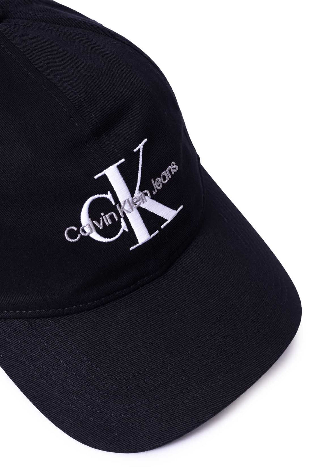 Men's pure white cotton twill baseball cap with front logo embroidery and sliding buckle closure — view 5