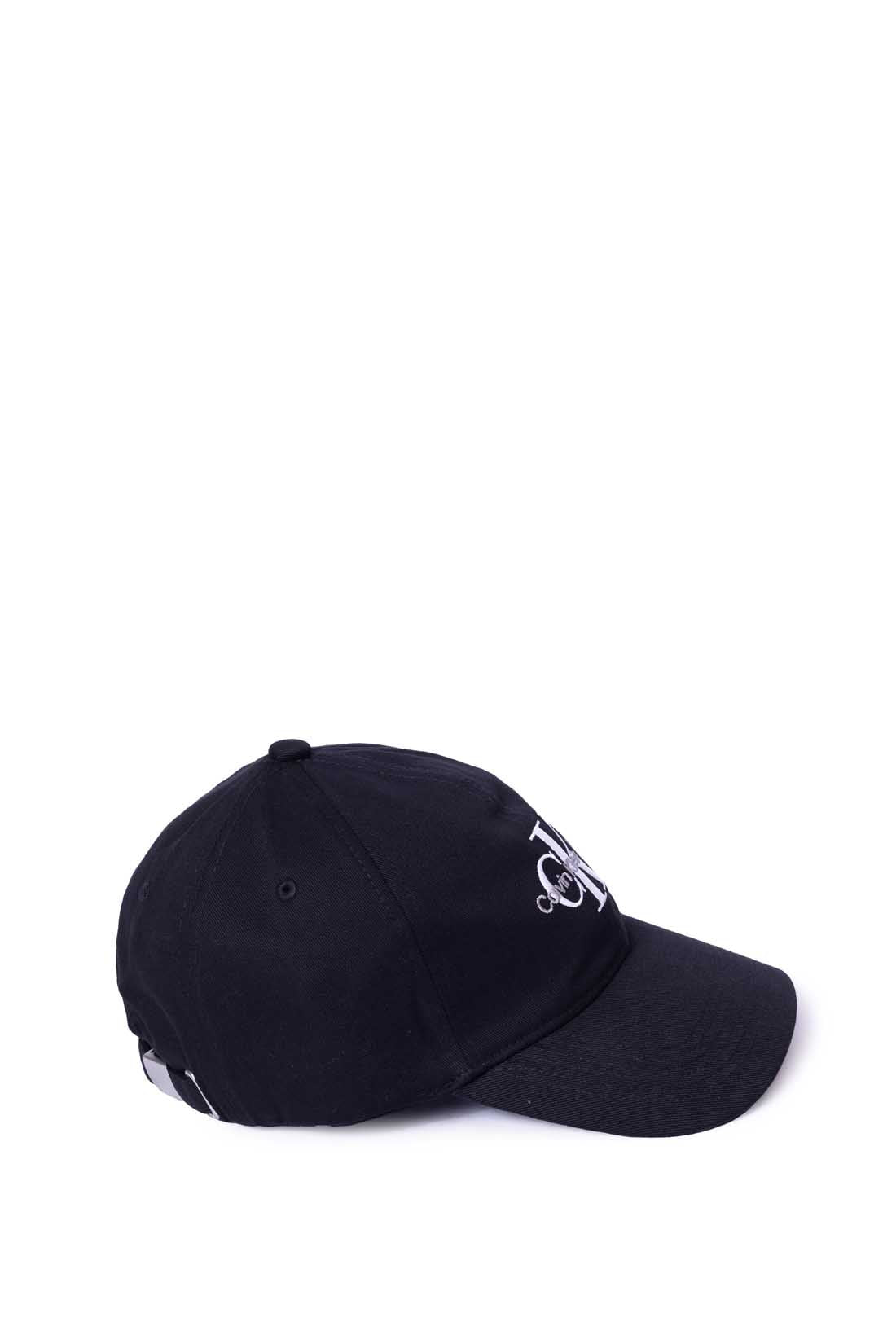 Men's pure white cotton twill baseball cap with front logo embroidery and sliding buckle closure — view 6