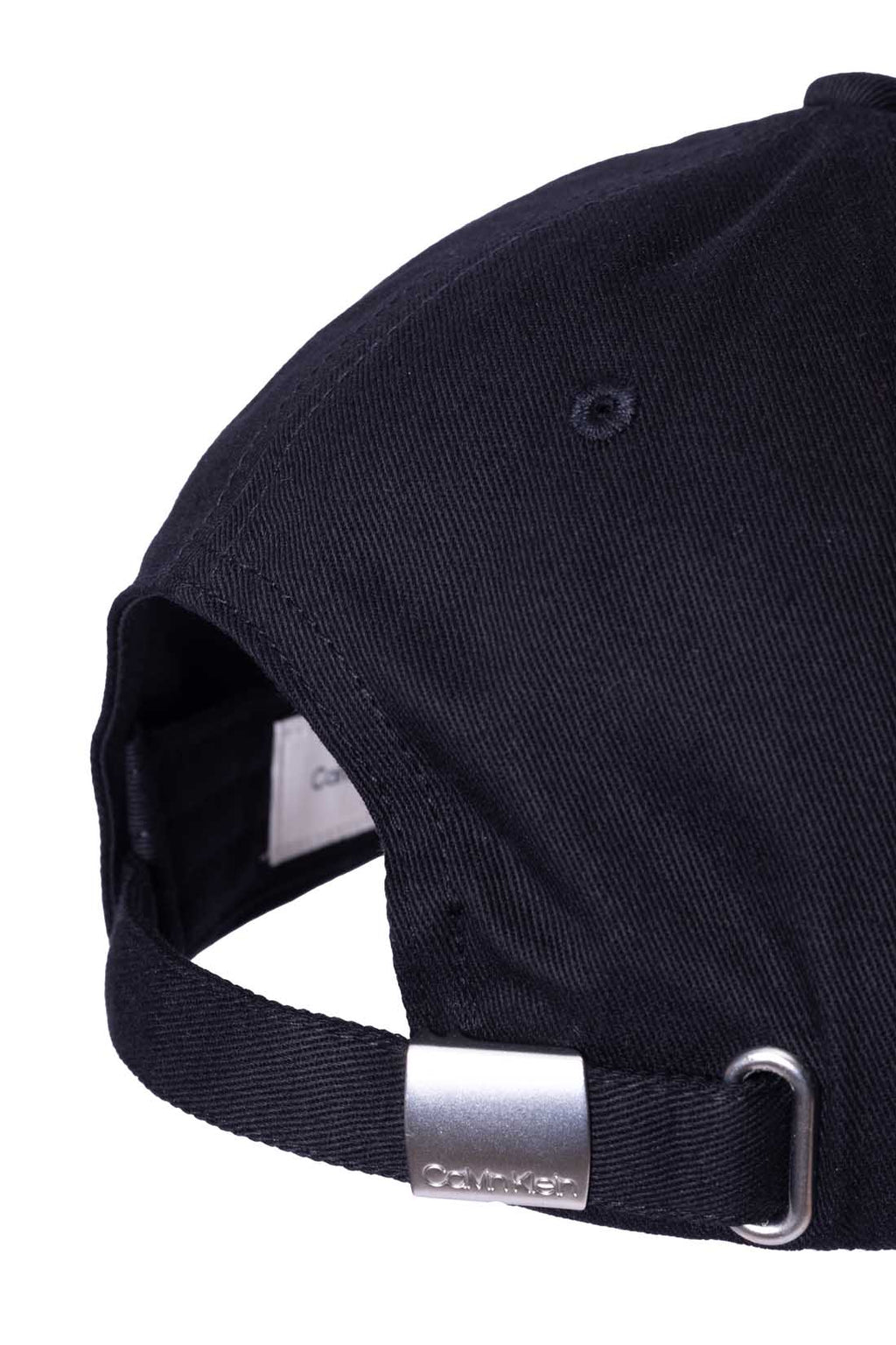 Men's pure white cotton twill baseball cap with front logo embroidery and sliding buckle closure