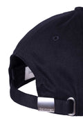 Men's pure white cotton twill baseball cap with front logo embroidery and sliding buckle closure