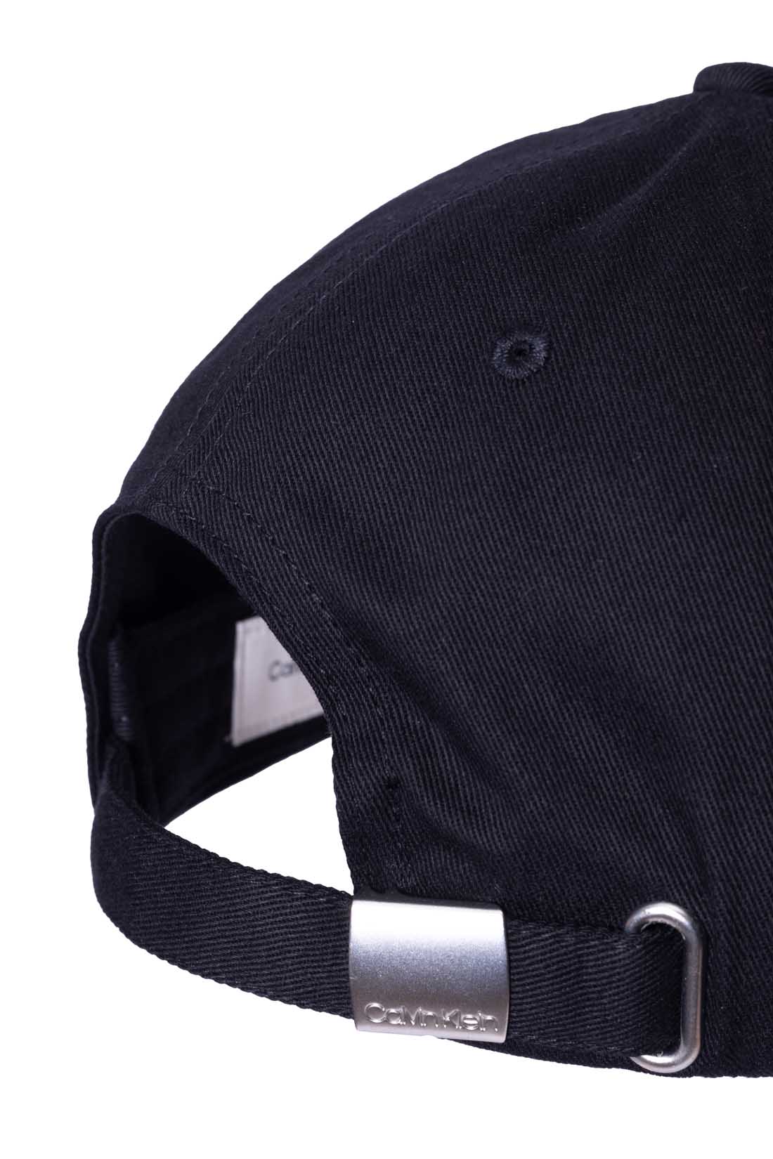Men's pure white cotton twill baseball cap with front logo embroidery and sliding buckle closure