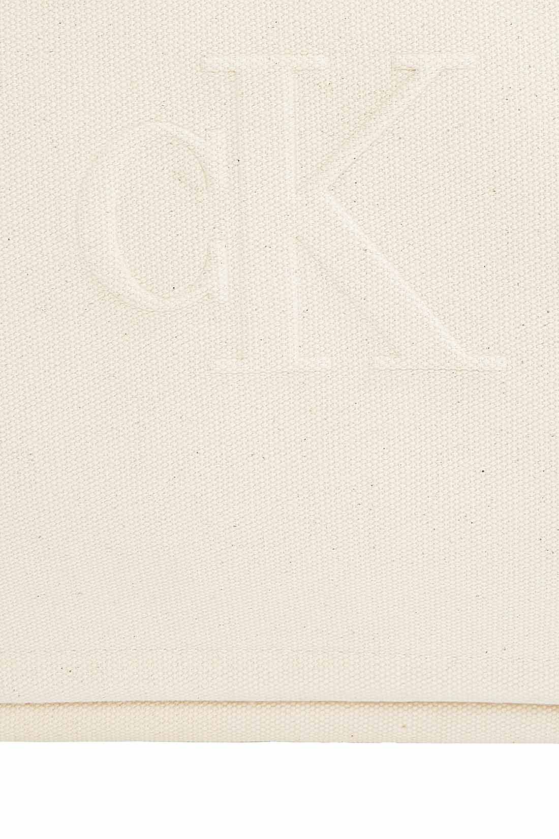 Sand cotton canvas women's tote bag with double handles and embossed monogram details — view 2