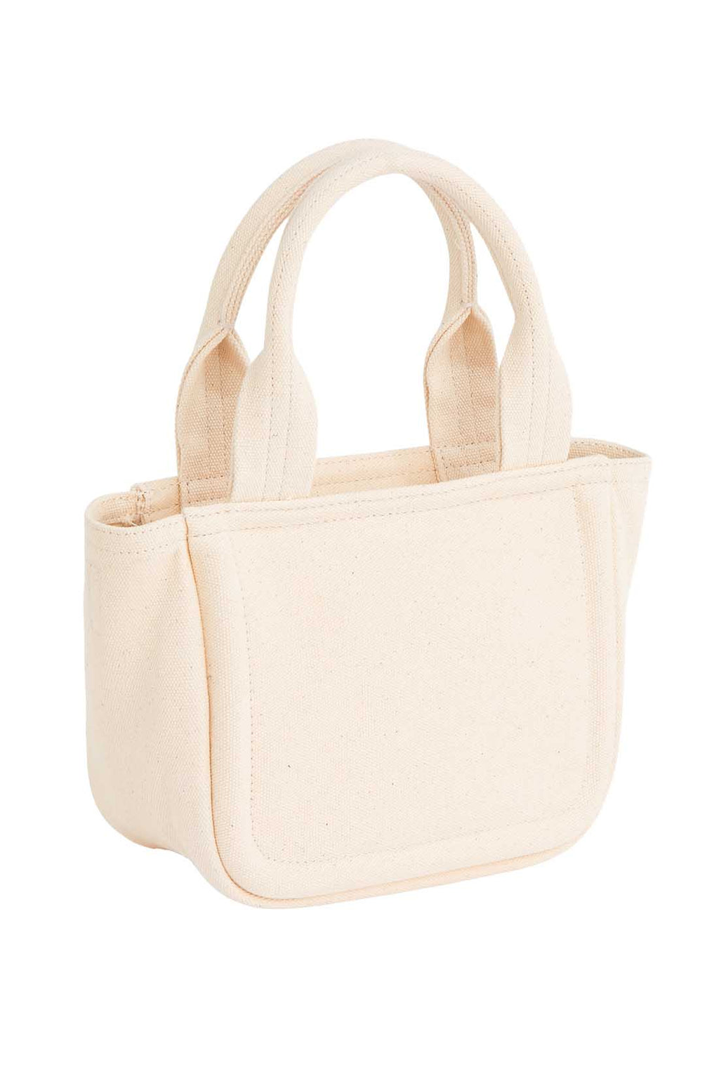 Women's sand cotton mini canvas tote bag with top handles and adjustable shoulder strap — view 3