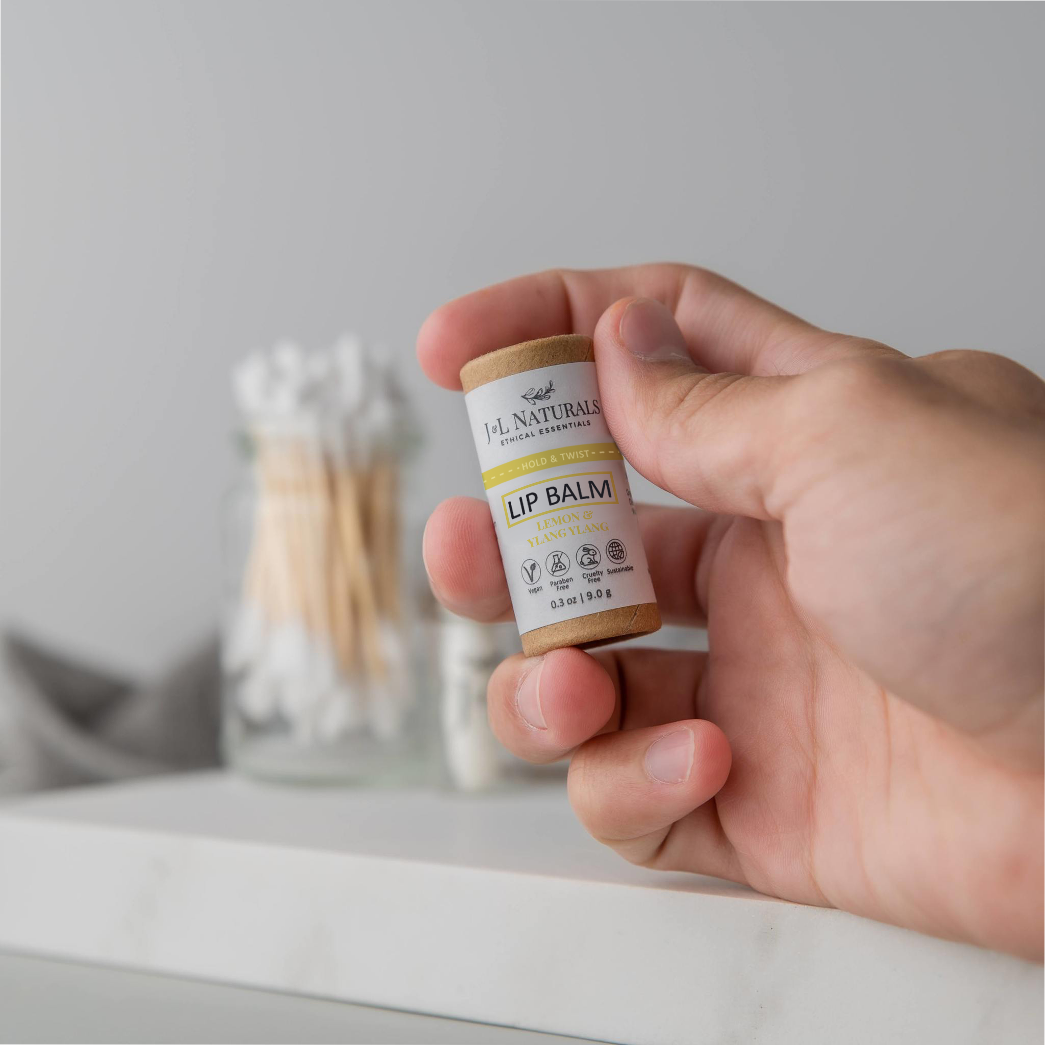 Organic hydrating lip balm in eco-friendly cardboard tube with coconut oil and shea butter — view 3