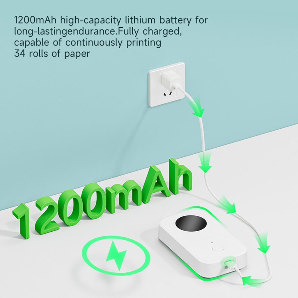 Portable wireless thermal label printer in white, compact size for home and office organization. — view 5