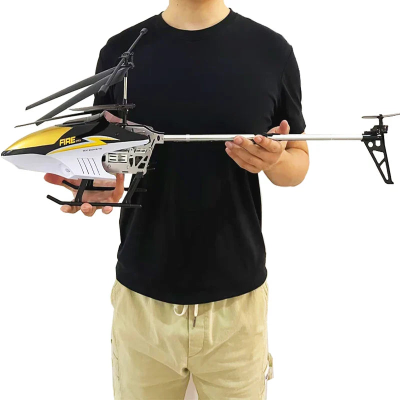 Large 80cm durable metal remote control helicopter aircraft with four channel controller for outdoor flying — view 2