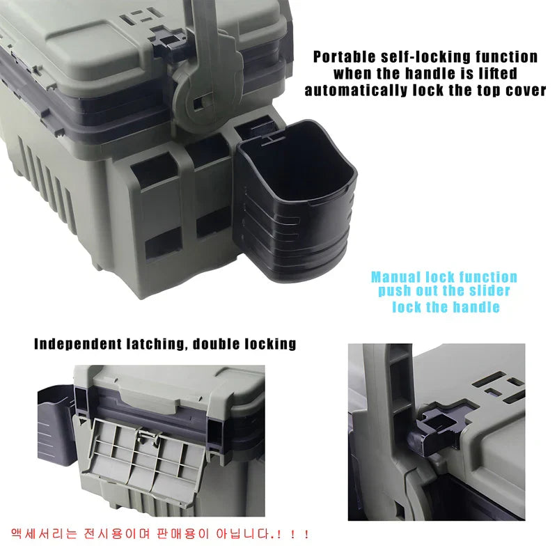 Black multi-functional large fishing tackle box and organizer bucket for outdoor angling — view 5