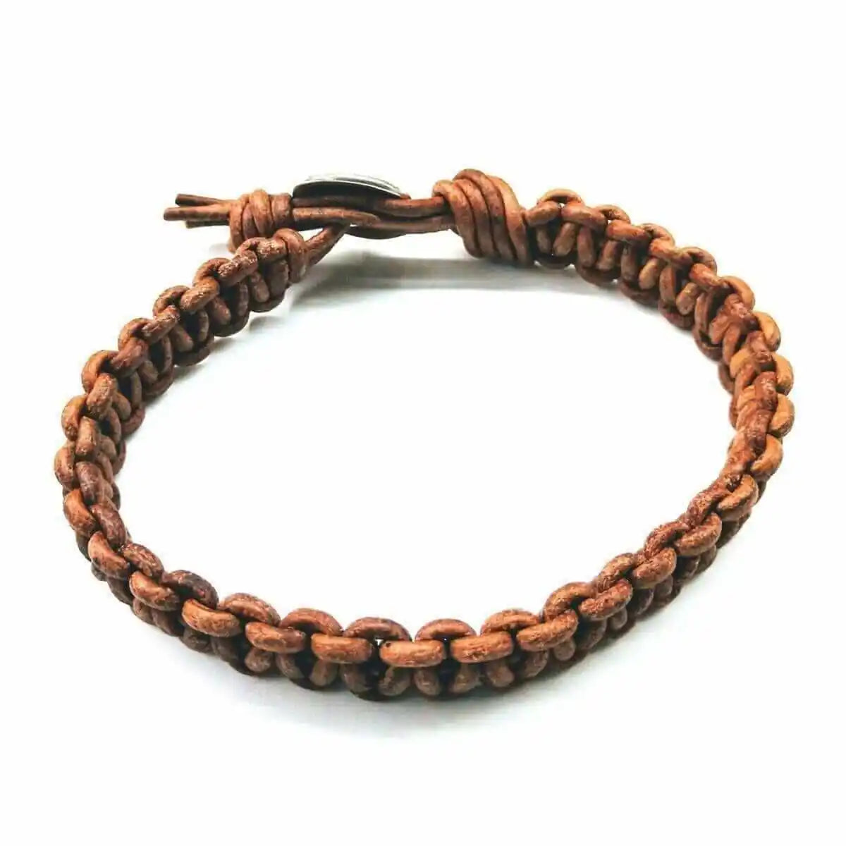Large Mens Tree of Life Earth Color Macrame Leather Bracelet-2