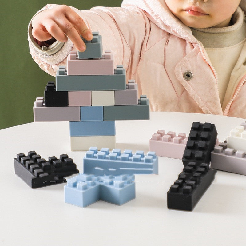 Large silicone building blocks for toddlers in assorted soft colors