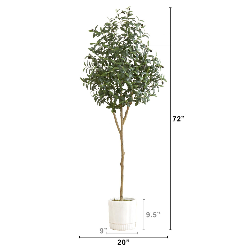 Faux Olive Tree in White Planter-3