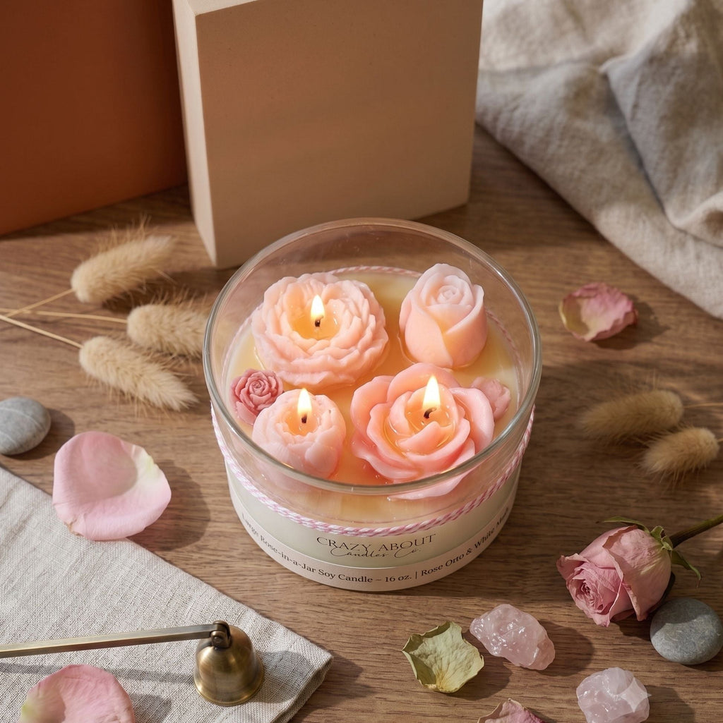 Large Rose-in-a-Jar Soy Candle | 16 oz-1