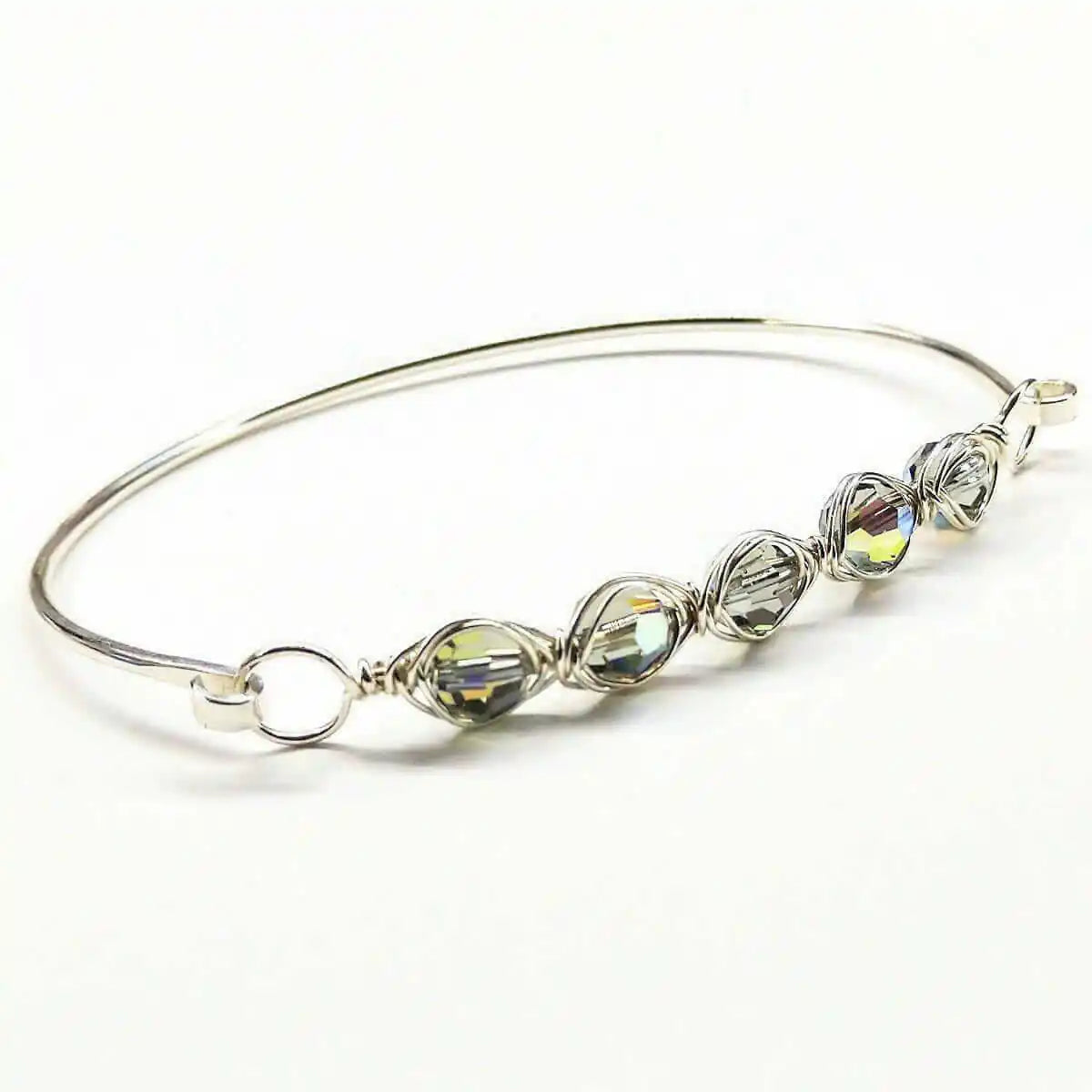 Larger Oval Shaped Swarovski Crystal Bar Bangle Bracelet-1
