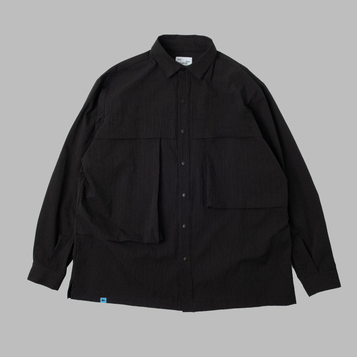 (Pre-order) Seersucker Shirt Jacket / Nylon - Black