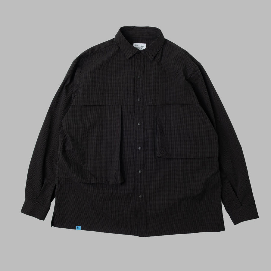 (Pre-order) Seersucker Shirt Jacket / Nylon - Black