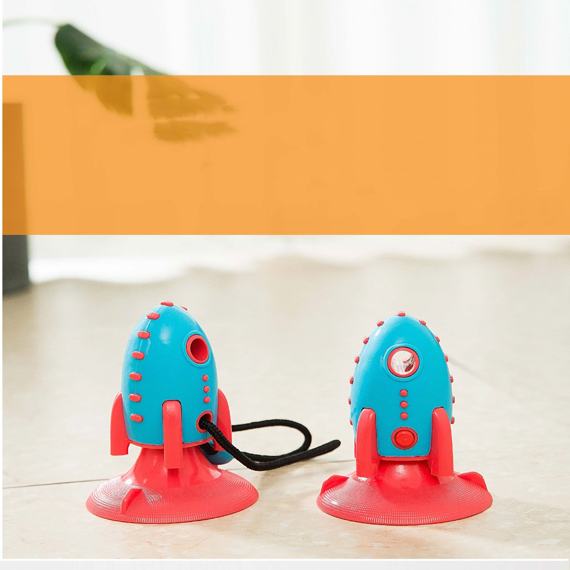 Interactive dog chew toy, rocket shaped silicone treat dispenser with textured molar bumps. — view 5