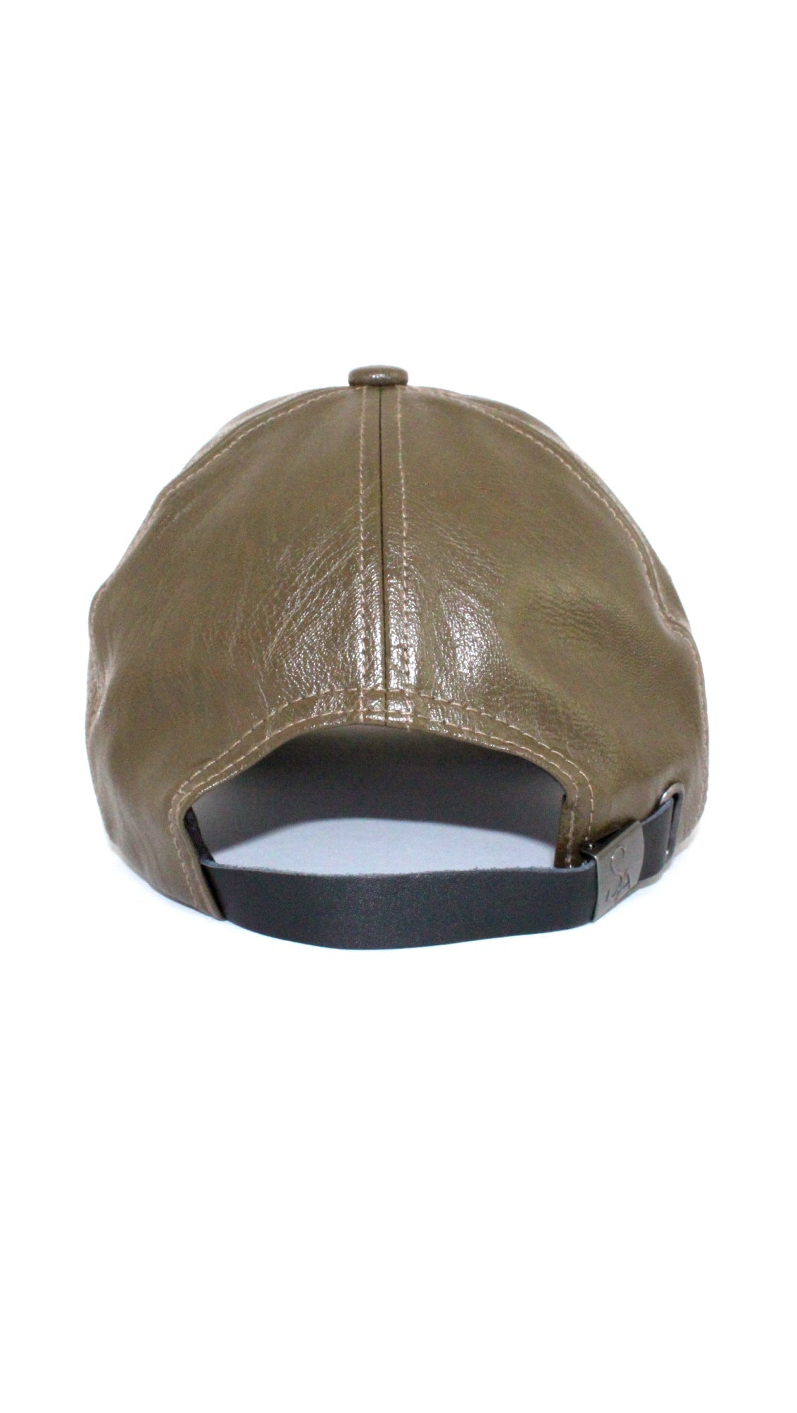 Leather Baseball Cap - Army Green-2