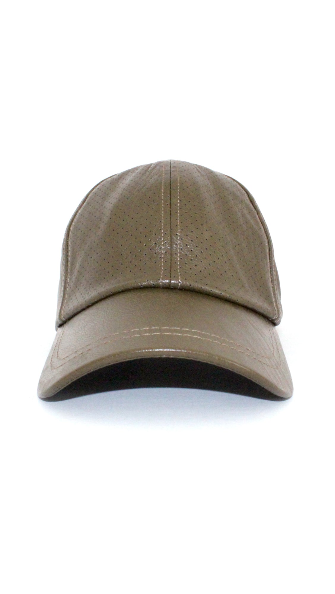 Leather Baseball Cap - Army Green-1