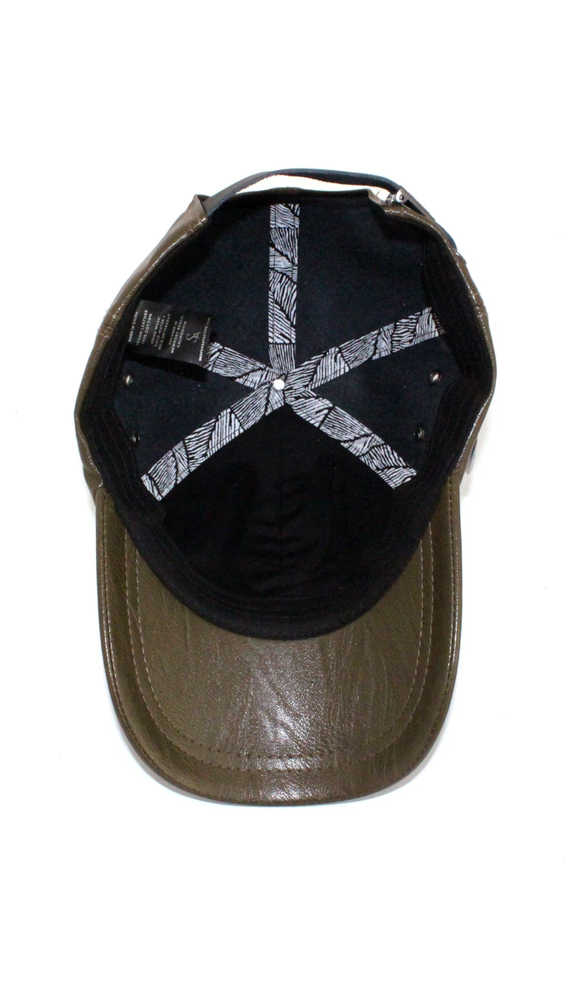 Leather Baseball Cap - Army Green-3