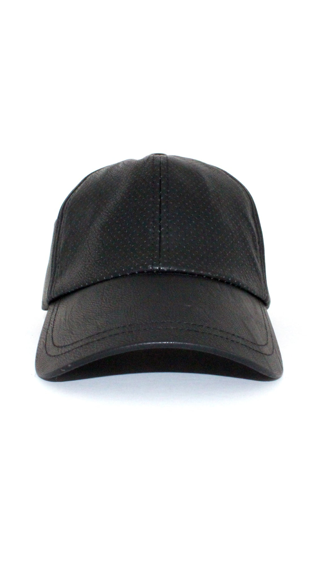 Leather Baseball Cap - Black-2