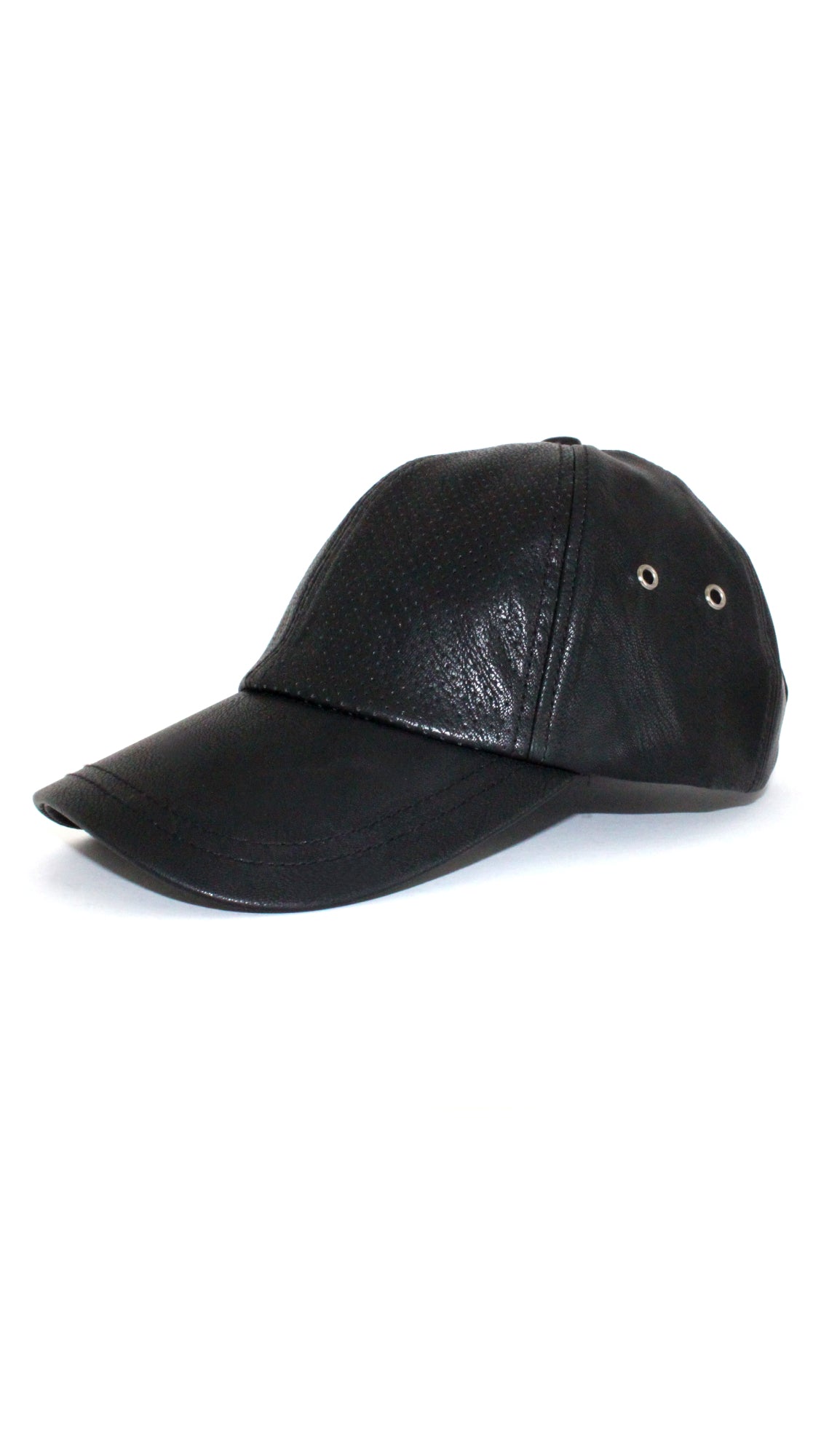 Leather Baseball Cap - Black-1