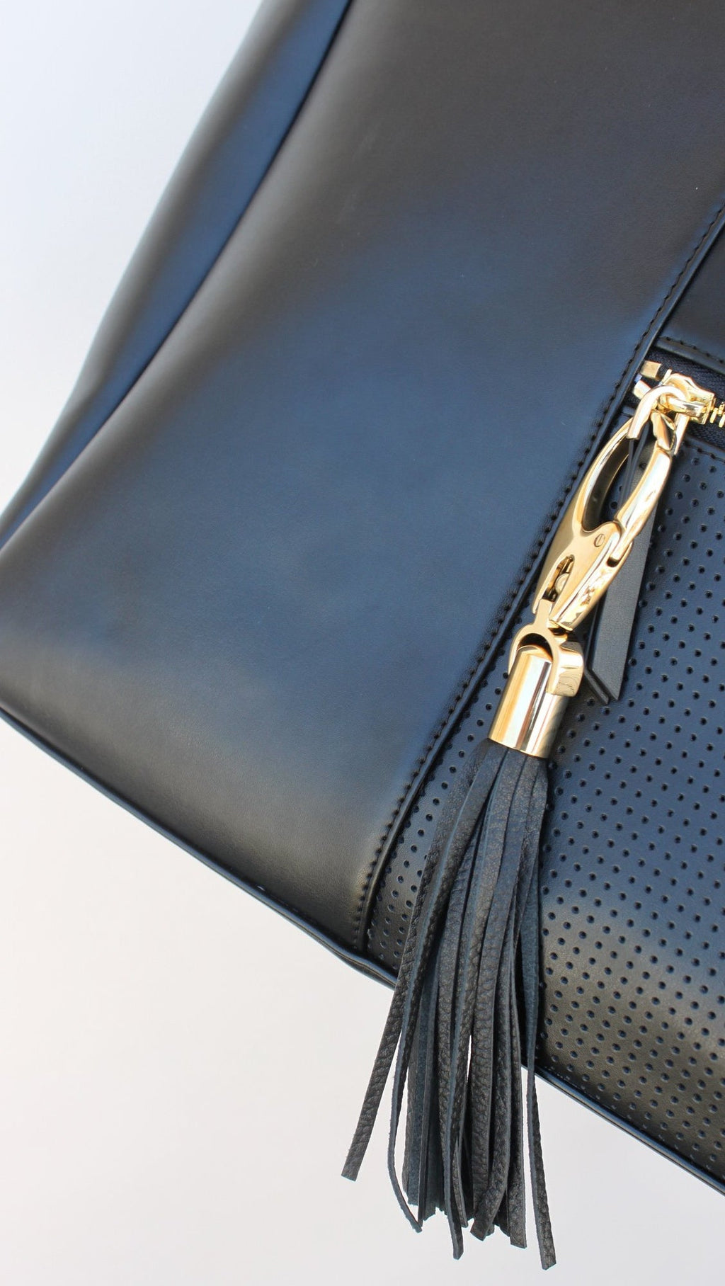 Leather Tassel - Black and Gold-1
