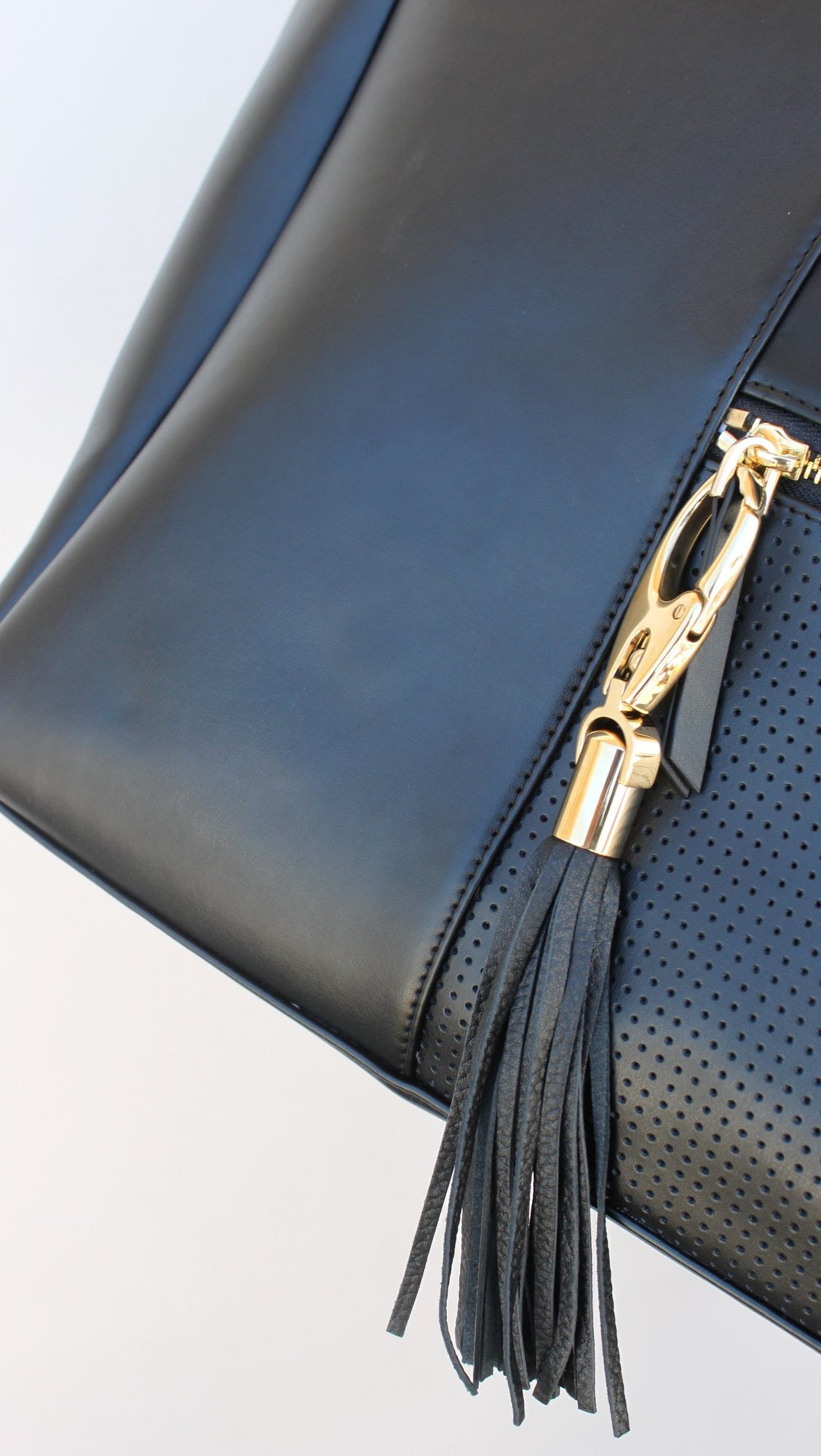 Leather Tassel - Black and Gold-1