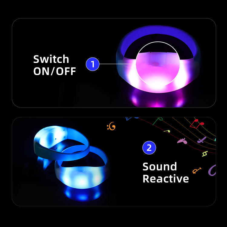 Sound activated LED wristbands in vibrant colors, crafted from silicone for concert and party events — view 5