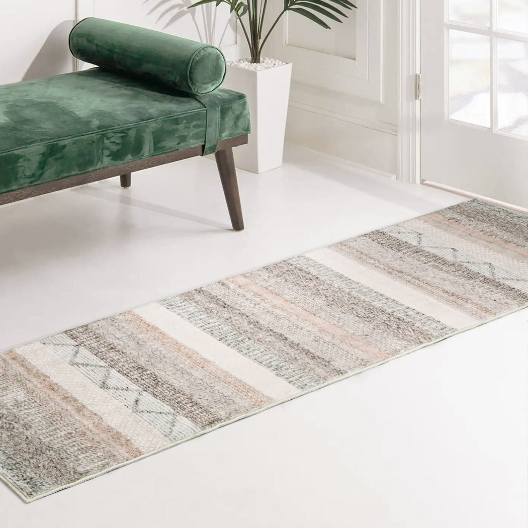 Marlow hallway runner floor rug with a distressed pattern and anti-slip TPR backing 180x60cm — view 4
