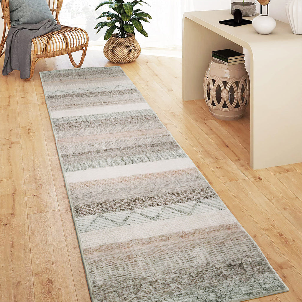 Marlow hallway runner floor rug with a distressed pattern and anti-slip TPR backing 180x60cm — view 5