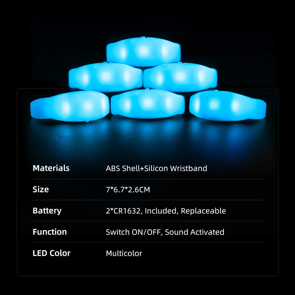 Sound activated LED wristbands in vibrant colors, crafted from silicone for concert and party events — view 4