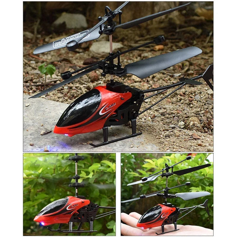 Light-up RC helicopter drone made of durable plastic and alloy with remote control and charging cable — view 4