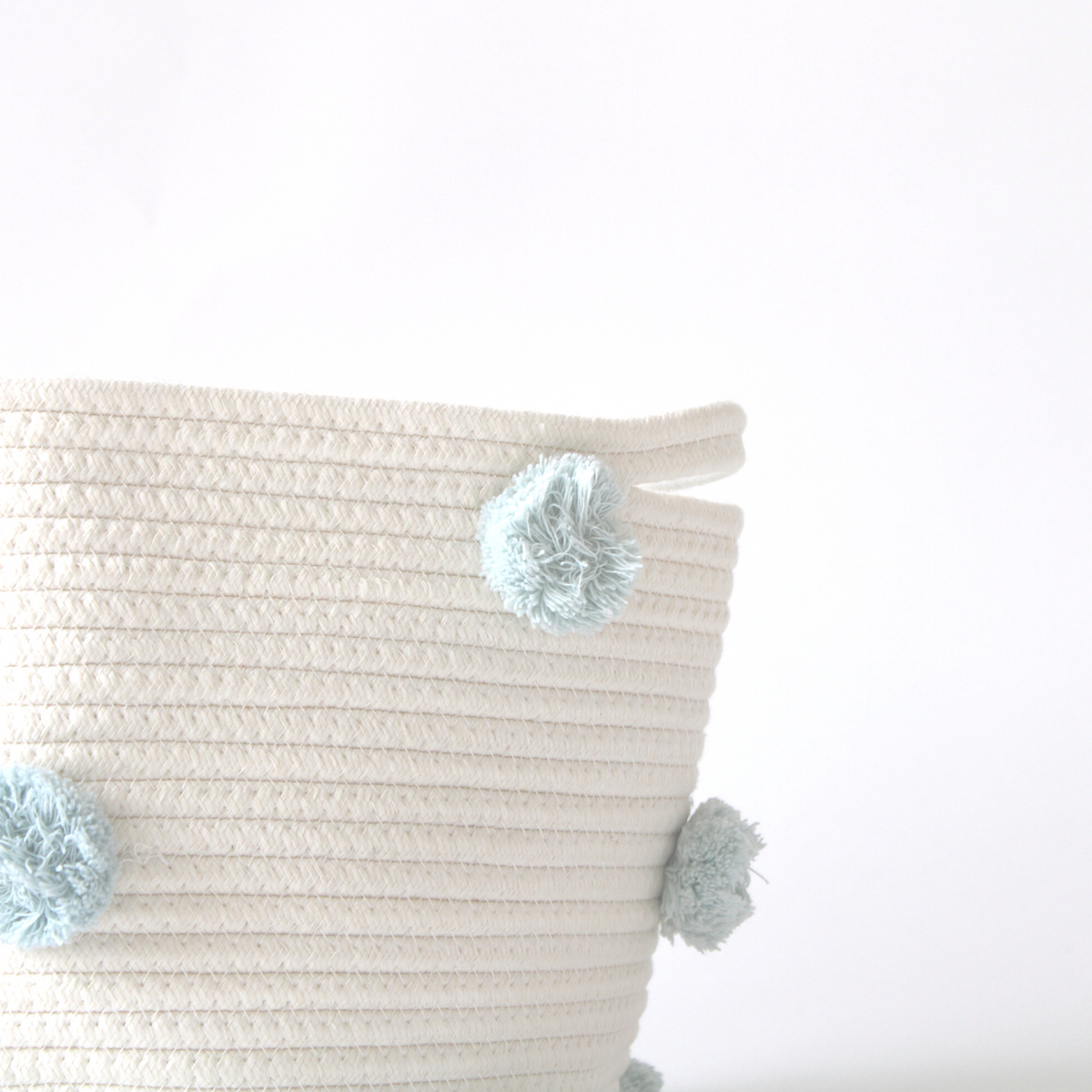 Light Blue Pom Basket - Medium-1